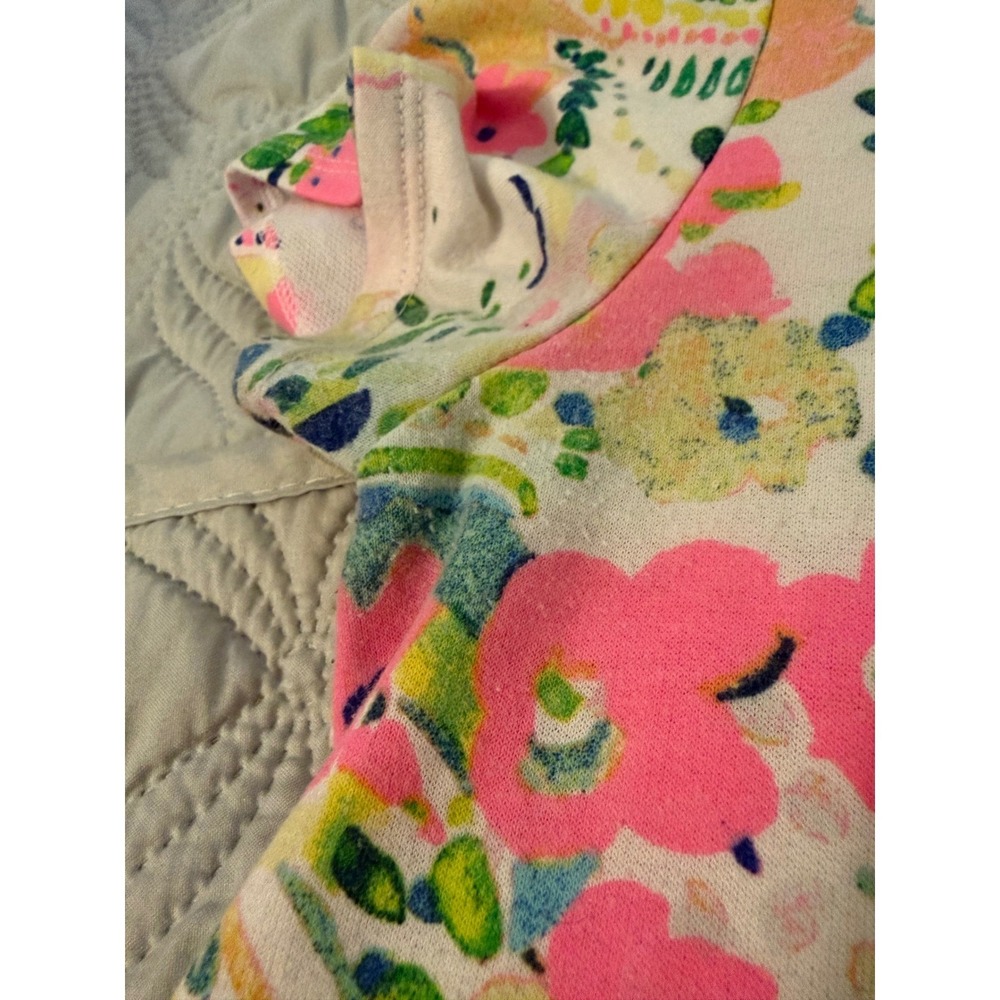 Crown & Ivy Floral Paisley Tiered Babydoll Dress Women M Pink Green Short Sleeve - Picture 2 of 5